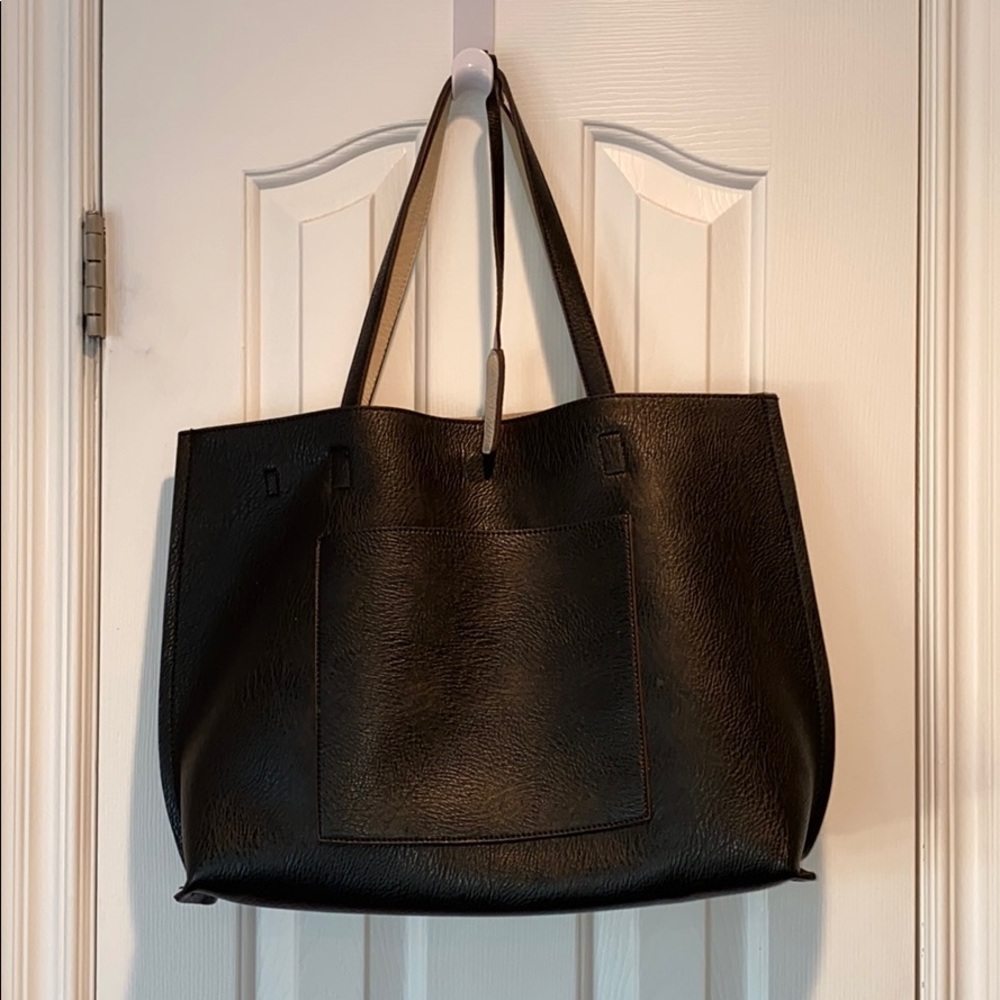 Black faux leather bag